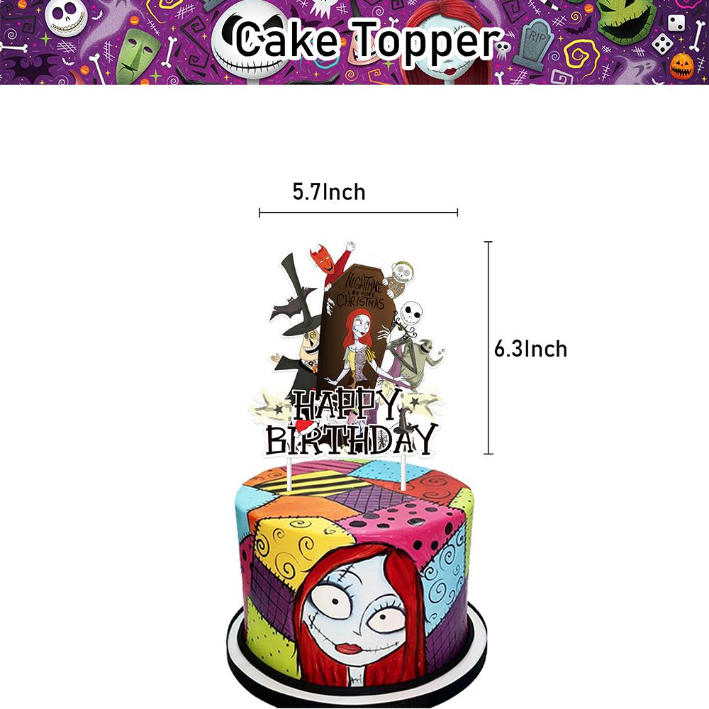 Nightmare Before Christmas Party Supplies Include a Banner Cake Topper Balloon