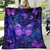 1pc Purple Dream Butterfly Print Portable Blanket, Lightweight Flannel Throw for Sofa, Bed, Travel, Camping, Livingroom, Office, Couch, Chair, And Bed