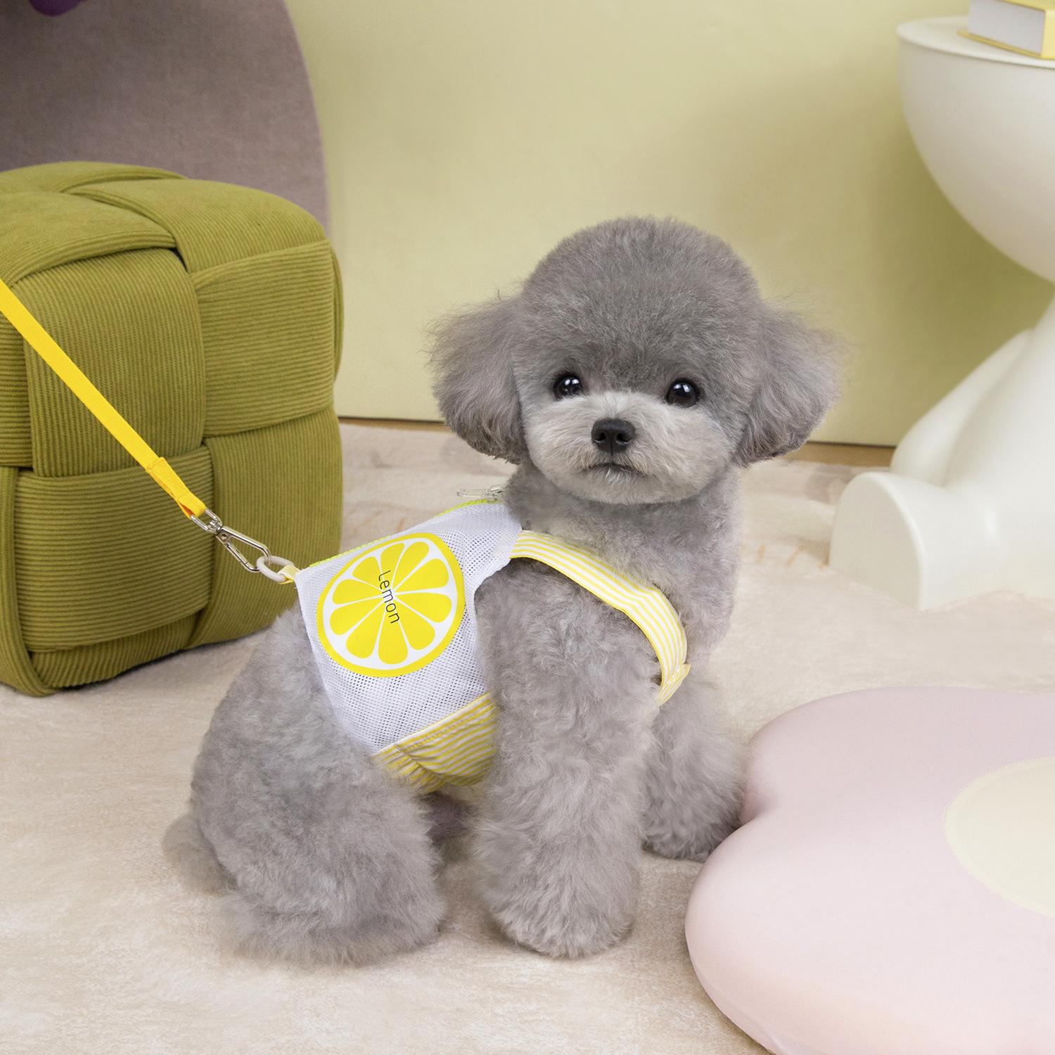 

2025 Summer Dog Thin Breathable Small Fresh Lemon Vest Cat Suspender Cute Pet Dog Clothes 2XL (13-9 kg)