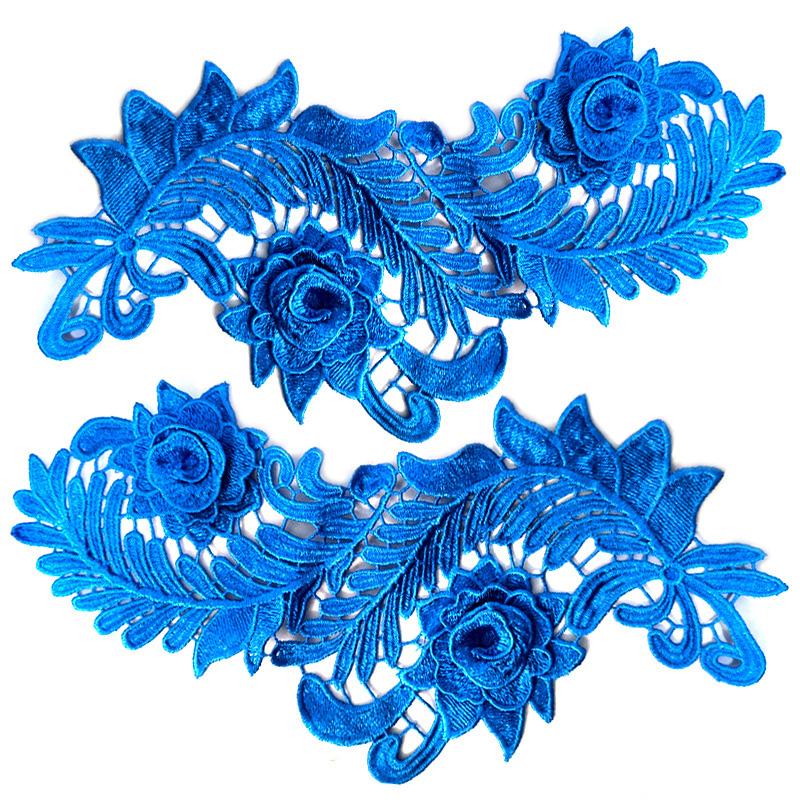 

1 пара аппликаций из ткани с цветами для модной одежды, платья, декора, 3D, полые, водорастворимые, для DIY-поделок, кружевная вышивка