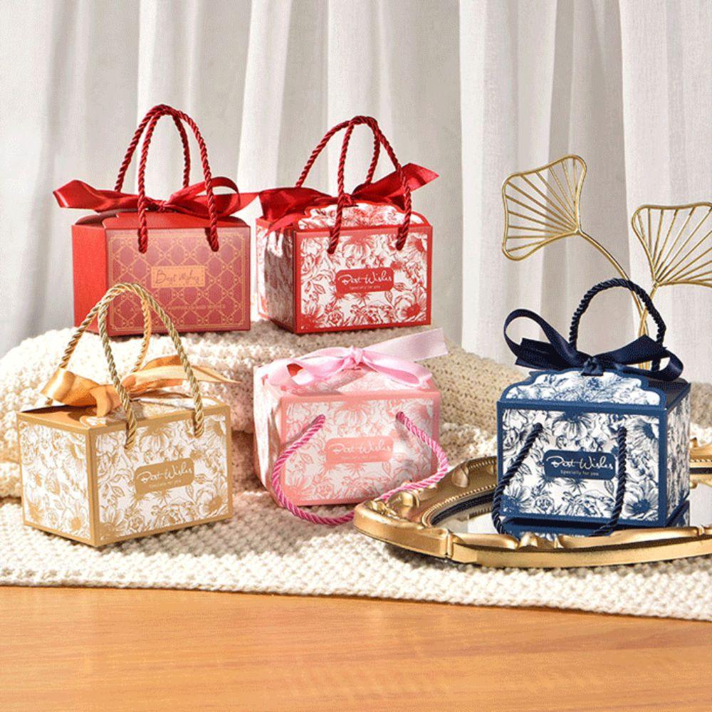 10pcs Bow Ribbon Wedding Party Paper Box Eco-Friendly Candy Box New Gift Packaging Box Goodies Gift