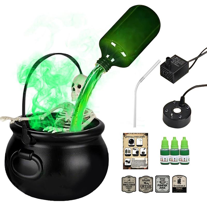 Halloween Decorations Indoor - Cauldron Halloween Decor With Magic Floating Potion Bottles And Diffuser - Party Decoration
