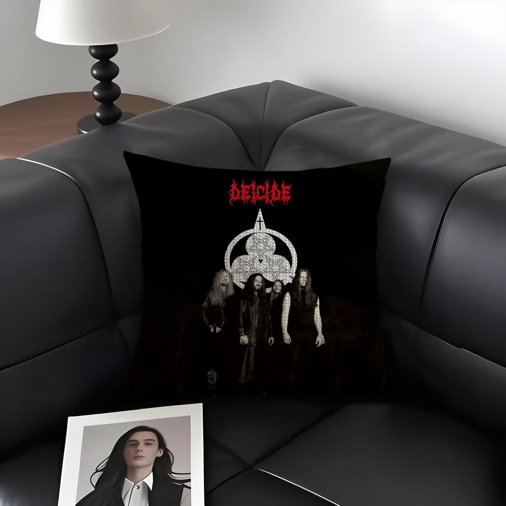 D-Deicide Band Cushion Cover Natural Linen Organic Fabric Double-Sided Printing Sofa Home Decor Gift Pillow Case