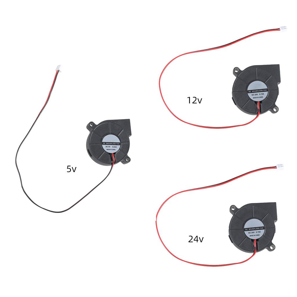 Wentylator dmuchawy powietrza 5015 5V/3000RPM 12V/5500RPM 24V/4000RPM do drukarek 3D, laptopów, komputerów, łożysko olejowe, przewód 28cm