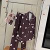 Pajamas women's spring and autumn ice silk long-sleeved trousers simple polka dot set high-grade satin sweet polka dot loungewear thin