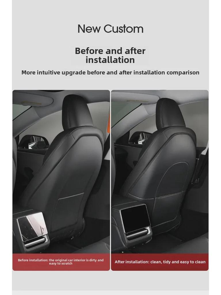 Tesla Model Y/3 Sitz-Anti-Kick-Pad und Armlehnenbox-Hinterabdeckung