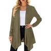 Women's Solid Color Long Sleeved Mid Length Cardigan Top Jacket