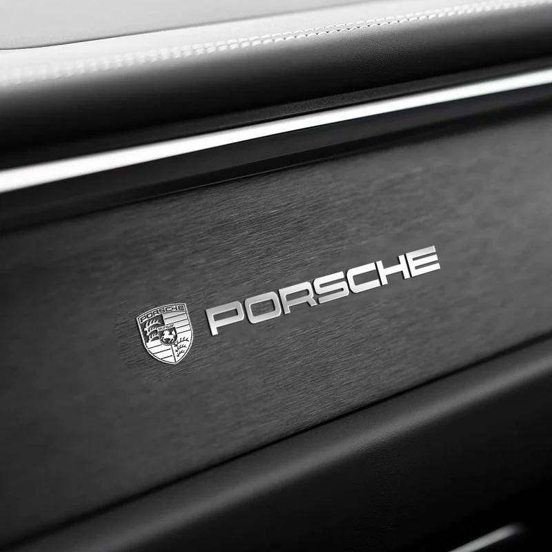 Metalowe Naklejki Samochodowe 3D Emblemat Samochodowy Dekoracja Wnętrza Naklejka Do Porsche 911 718 Cayenne Cayman Panamera Taycan Boxster Akcesoria