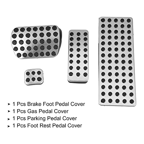 ACROPIX Brake Gas Accelerator Pedal Cover for Mercedes-Benz CLA GLB Silver Tone 4pcs