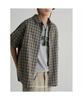 Check Sleeve Roll-Up Short Sleeve Shirt Khaki
