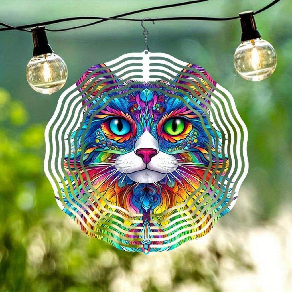 Durable Metal Wind Chime with 2D Rotating Seashell Design Colorful Reflective Outdoor Decor for Garden Patio Yard
