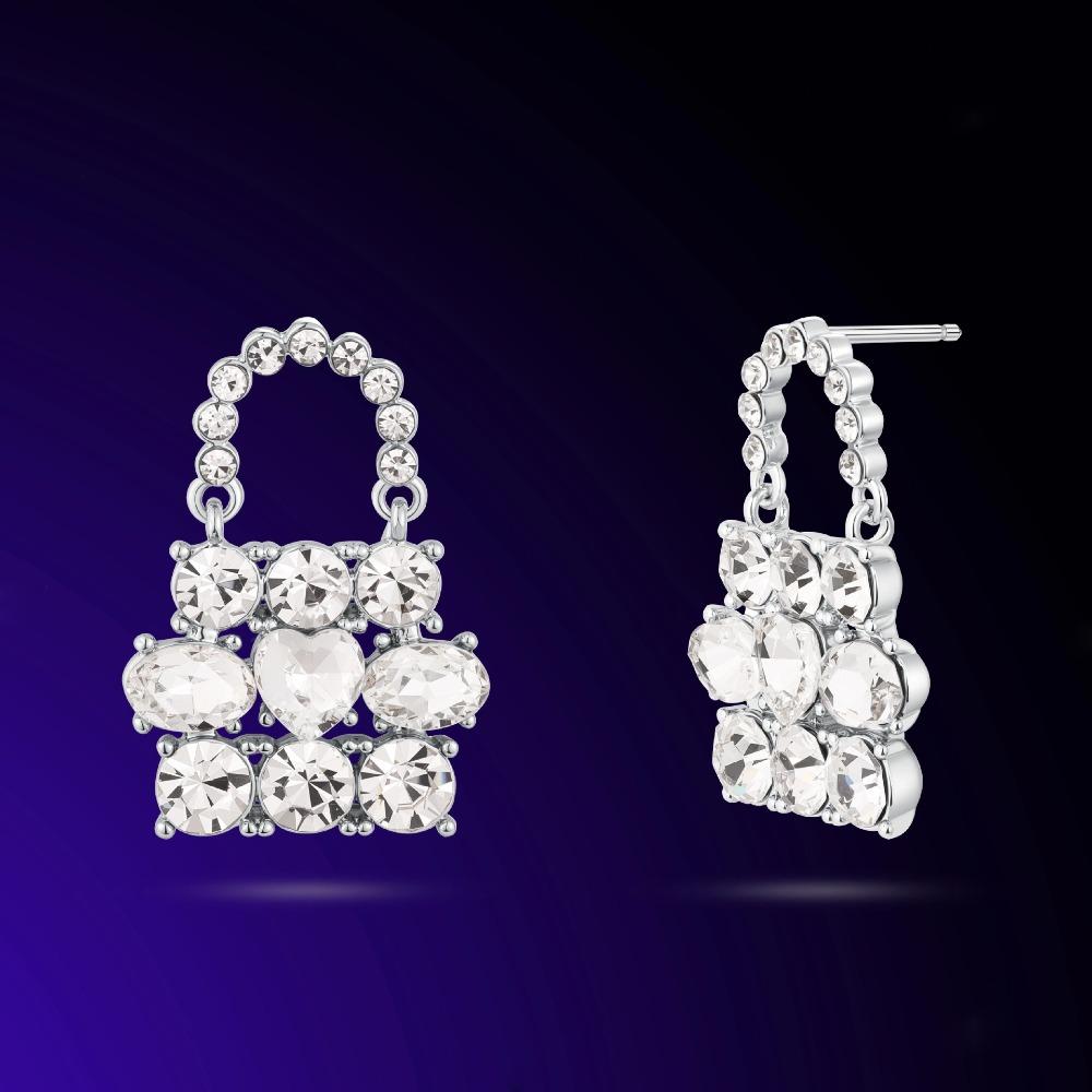 Sparkling Heart Zircon Earrings Elegant Personality Luxury Women Earrings Fashionable Bag Inspired Jewelry