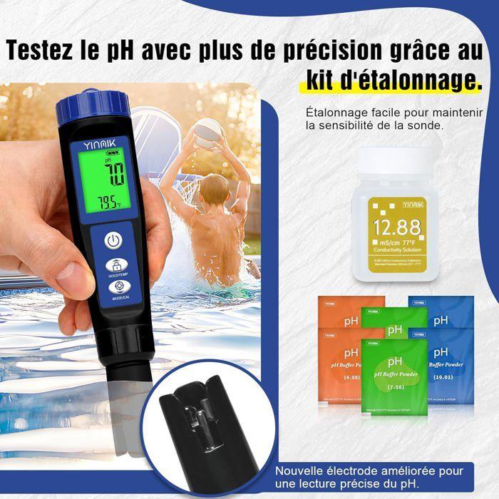 Kit Testeur Multifonction Piscine & Hydroponie - pH, Sel, EC, TDS, TEMP - Pour Piscine, Aquarium, Eau Potable