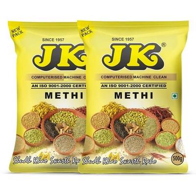 JK Methi (Fenugreek) | Premium Fenugreek Seeds for Authentic Flavor, Health Benefits & Culinary Uses, (500g) (Pack of 2)