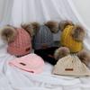 Warm Thicken Baby Hat Scarf Gloves Set Windproof Pompom Knitted Hats Toddler Bonnet  1-5 Years