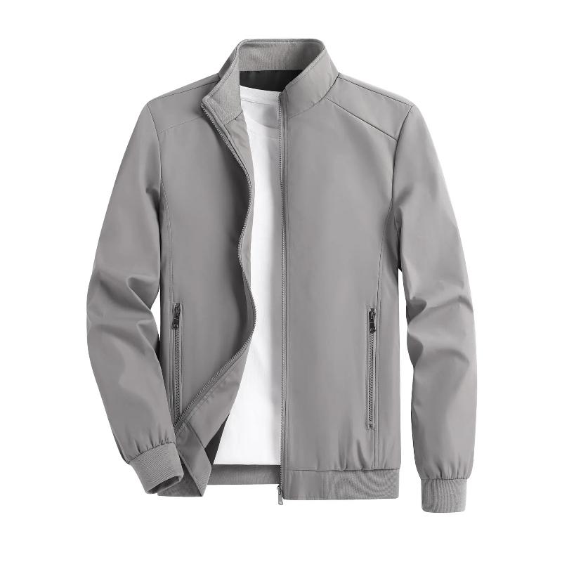 Men's Spring and Autumn Thin Casual Jacket Solid Color Stand Collar Cardigan Jacket Men's Outdoor Sports Casual Versatile Top