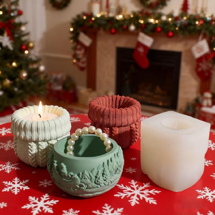 Christmas Santa Flowerpot Silicone Molds Easy Demolding Dishwasher Safe For Making Soap Chocolate Holiday Resin Craft