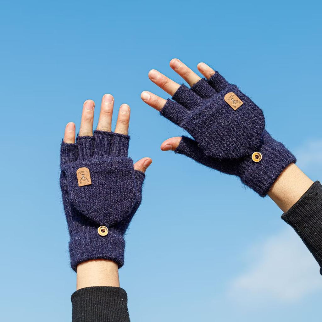 1 Pair of Men's and Women's Clip Gloves - Warm Knitted Half-Finger Touchscreen Gloves, Elastic Fit, Machine Washable