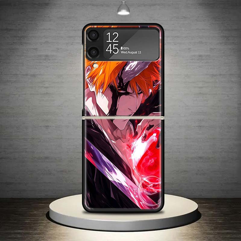 Kurosaki Ichigo Bleach Phone Case For Samsung Galaxy Z Flip 7 6 5 4 3 5G Shockproof Cover Z Flip7 Flip6 ZFlip5 Flip3 Flip4 Luxur