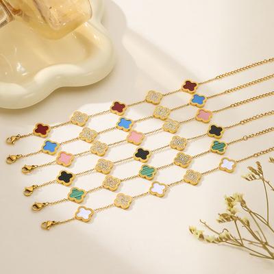 Fashion 18K Four-leaf Clover Bracelet Titanium Steel Light Luxury Senior Sense of Simplicity Fashion Versatile Bracelet