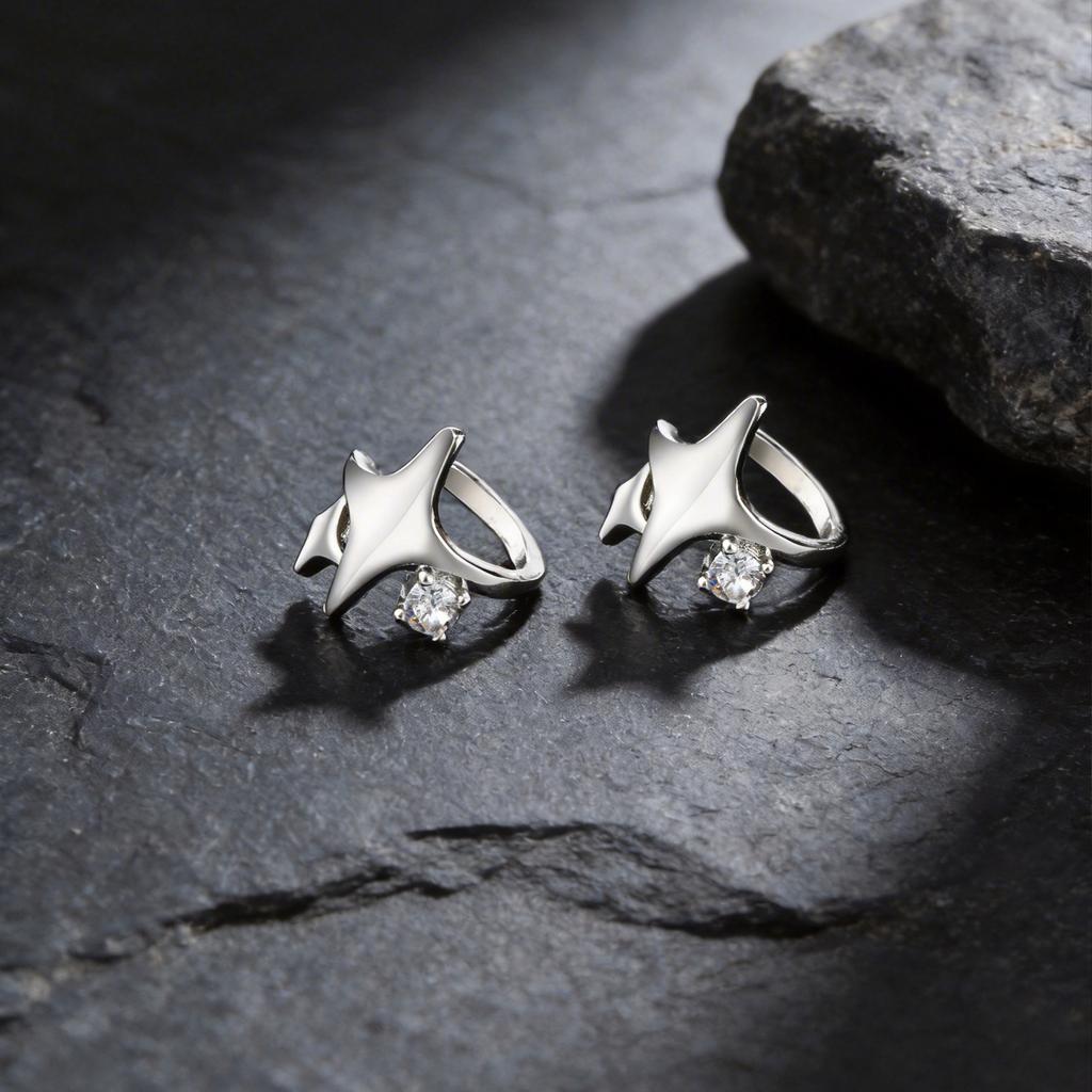 Star Ear Cuff Non Piercing Double Starburst Minimalist Wrap Cartilage Earrings for Women Men Jewelry Gift