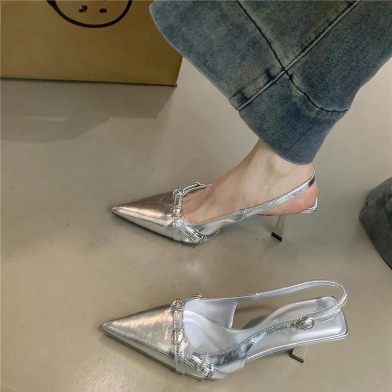 Fashion Women's Sandals 2025 Summer High Heel Sandals Dancing Party Pumps for Women Pointed Toe Sandals Fashion Shallow Singbacks Shoes