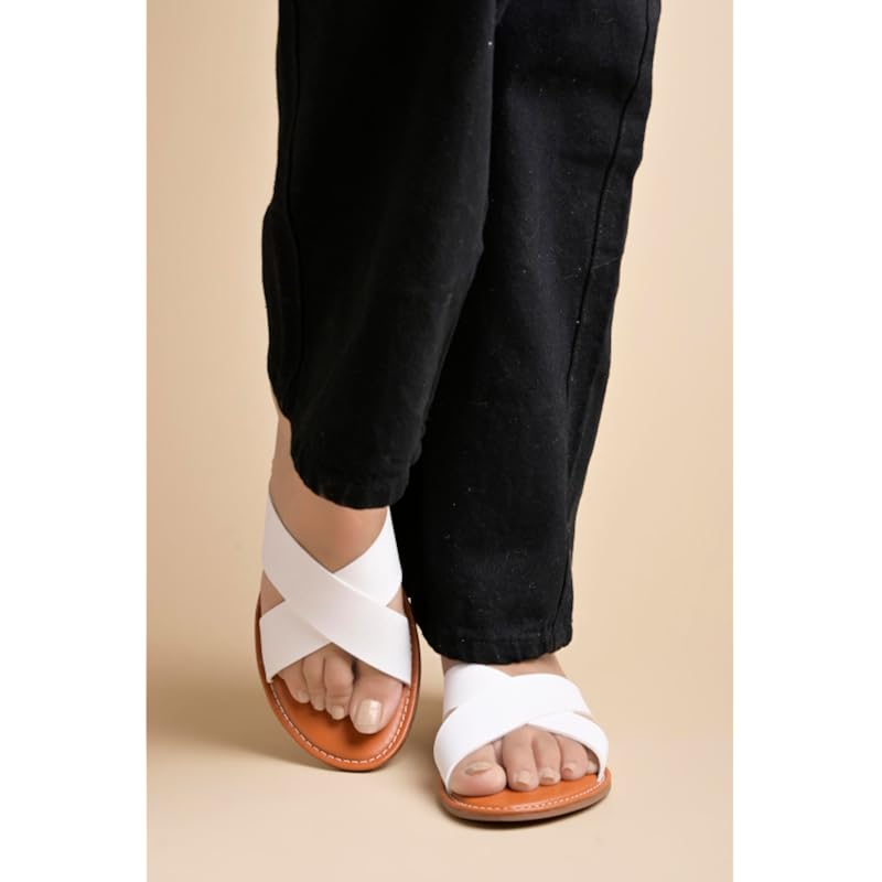 Shoetopia Women'S Flat-736 White Flat Sandal-5 Kids Uk (Flat-736-White)-Eu38