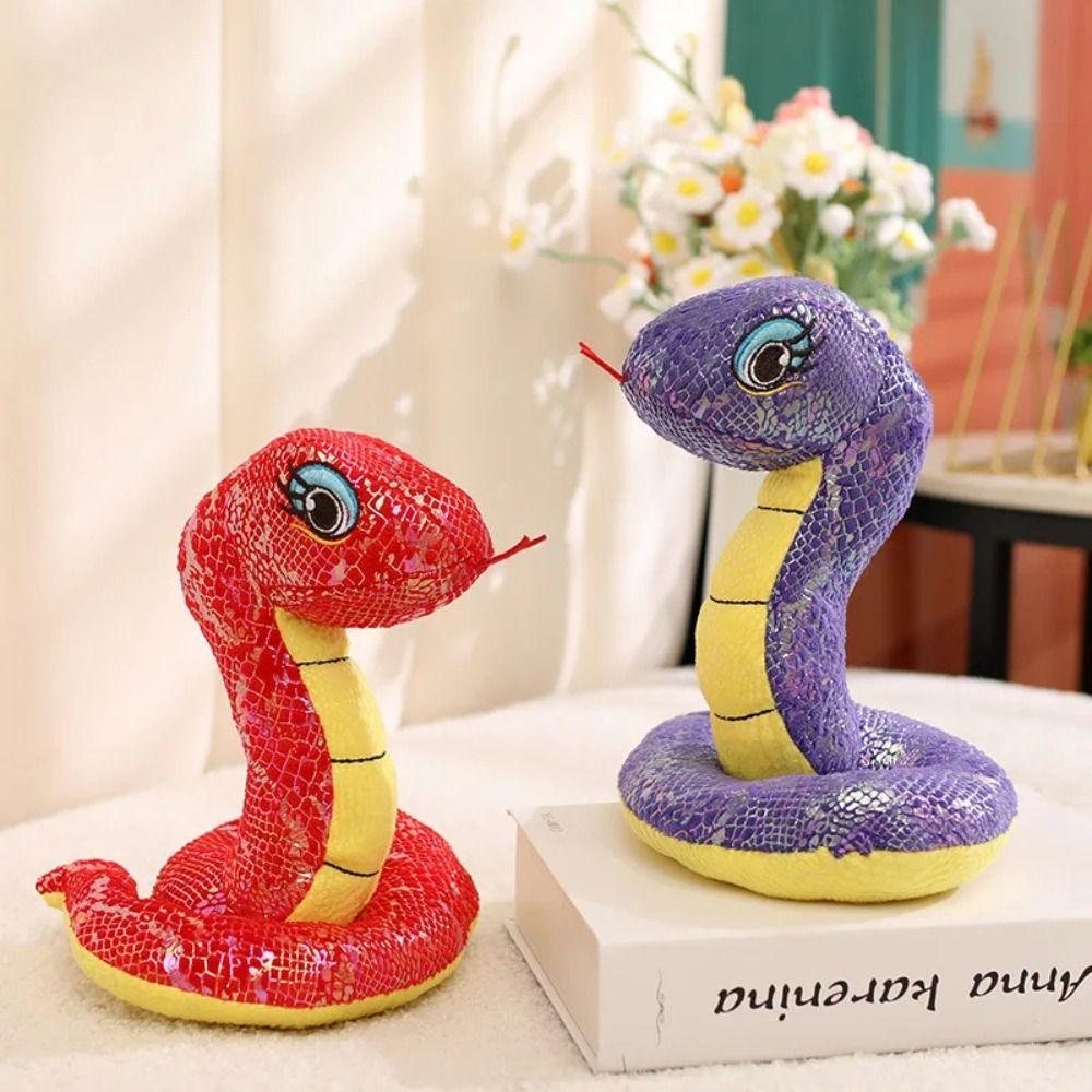 Simulated Year Of The Snake Plush Toys Sequin Fabric Sequined Snake doll Birthday Gifts