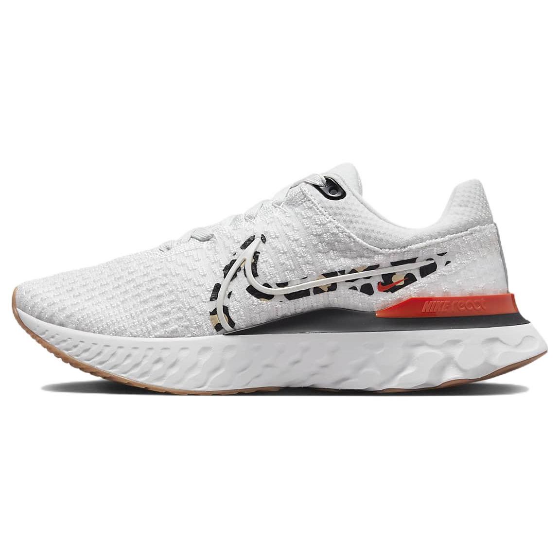 

Nike React Infinity Run Flyknit 3 Leopard Women Sneakers White Platinum-Tint Team-Orange DZ5215-001 38