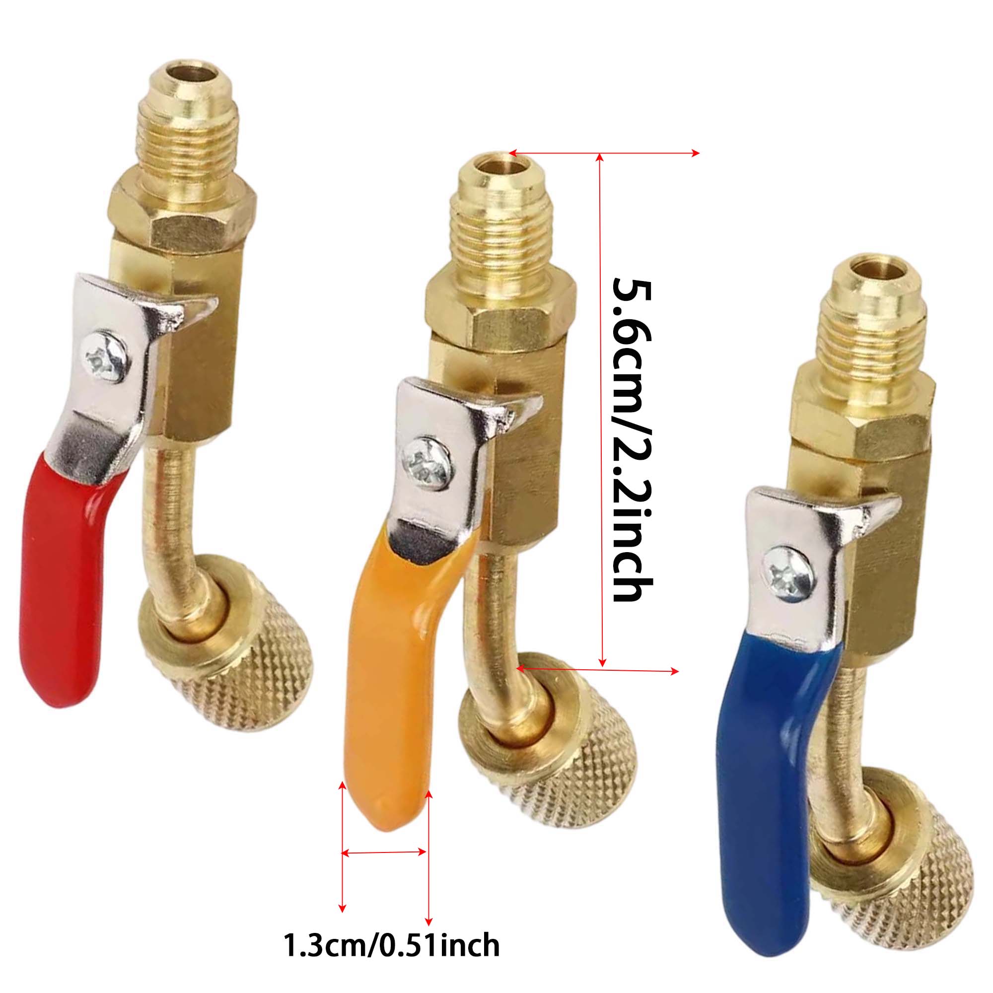 

Хладагент кондиционера компактный шаровой кран 1/4 SAE, подходит для заправочного шланга R410A R134A R12 R22 R502, HVAC AC шаровой кран 3pcs