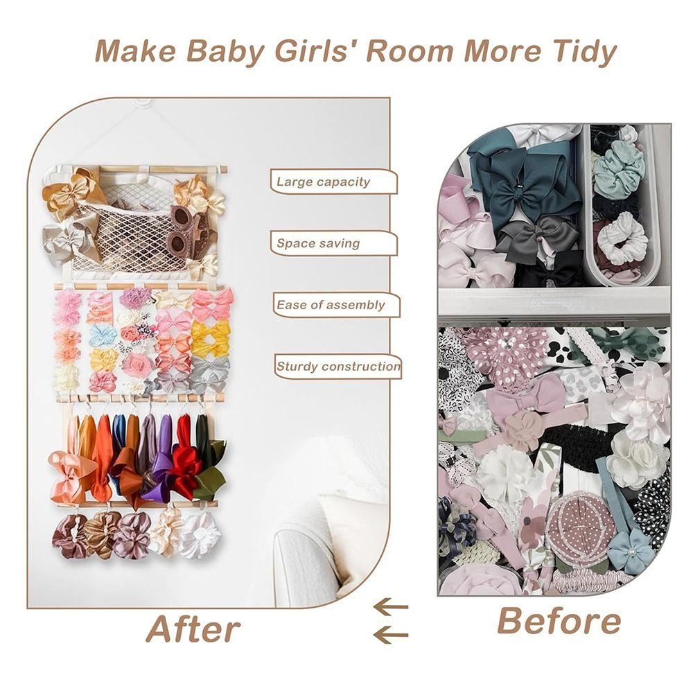 1 Zestaw Dużej Pojemności Stojak do Przechowywania Opasek do Włosów Hak Drewniany Wiszący na Ścianę Prezentacja Przechowywania Dekoracja Torby do Przechowywania