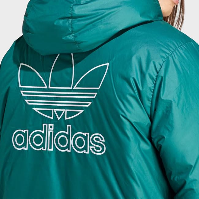 adidas Originals Adicolor Trefoil Logo Reversible Hooded Down Jacket HZ0690, Black, Padded, Men's [L-Black-Green (HZ0690)]