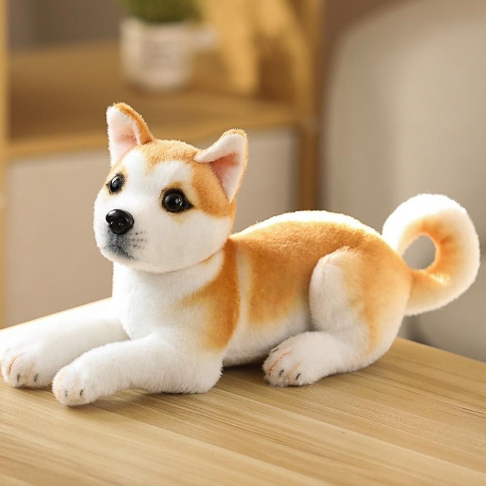 

Realistic Appearance Akita Dog Plush Toy Soft Stuffed Animal Toy Cute Puppy Doll Home Decor Lying Akita
