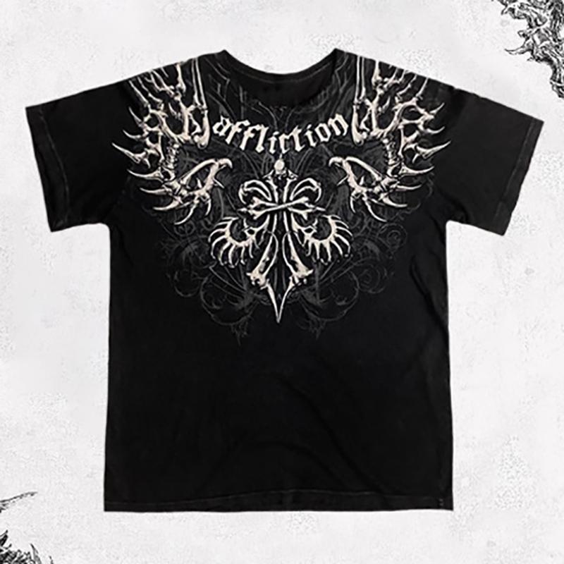 Y2K Ρετρό T-shirt Νέο Harajuku Χιπ-χοπ Στρογγυλή Λαιμόκοψη Κοντομάνικο Γοτθική Εκτύπωση Γράμμα Φαρδύ Τοπ Ρούχα Δρόμου
