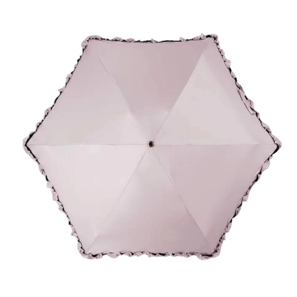Ultra Light Folding Umbrella 6-Rib Rain Umbrella Portable Five Fold Lace Umbrella Travel