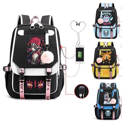 Ghost Extermination Surrounding Day Trend Backpack Large Capacity Student Schoolbag Multi-functional Leisure Outdoor Bag
