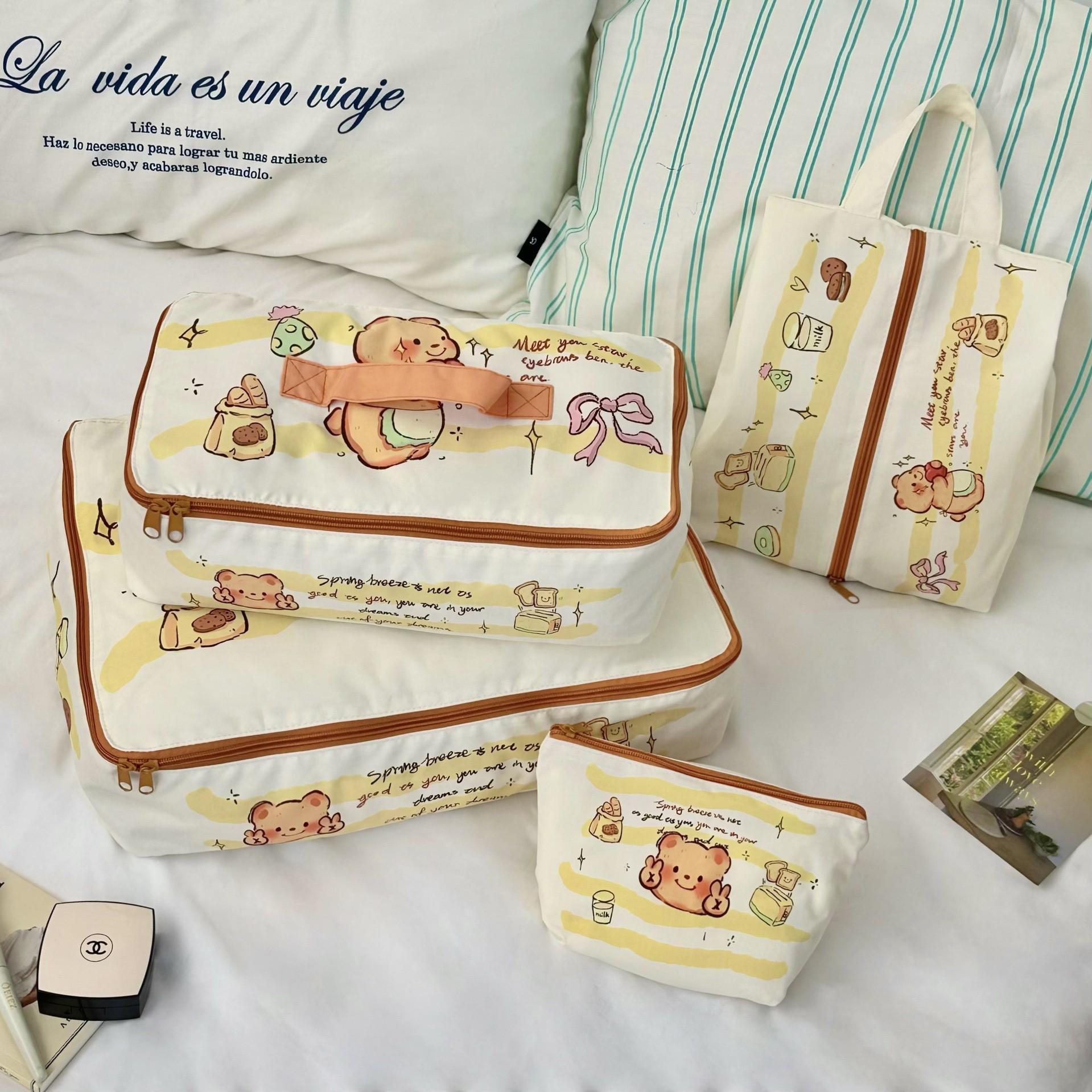 

Japanese Striped Cat Print Travel Organizer - Portable Suitcase Packing Bag Small