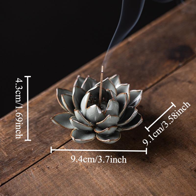 1pcs Creative Handmade Incense Holder Lotus Plate Burner Home Indoor Retro Base Ceramic Ornament Safe Material
