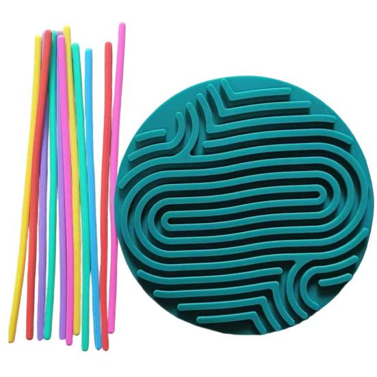 Round Silicone Sensory Activity Board Double Sided Stress Relief Sensory Board with Strings Boys Girls Silent Fidget Toy Party Favors