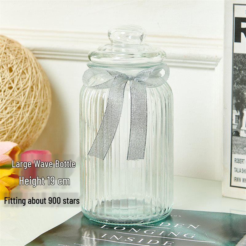 Creative Glass Bottle with Sand, Shells, Lucky Stars, Paper Cranes, and Rainbow Pentagrams