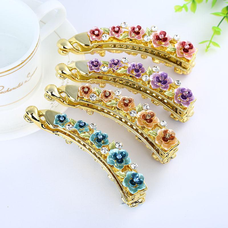 Banana Clip, Large Hair Volume, High-End Hairpin For Headgear, Female Flower Vertical Clip, 10 Cm Rhinestone, Banana Clip, Hair Accessories.