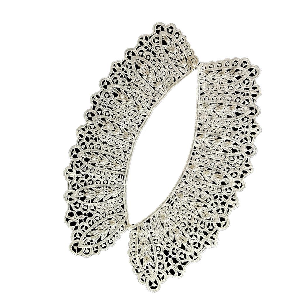 Elegant Lace Collar with Pearls Fashionable Women Collar Retros Neck Accessory for Fashionable Women