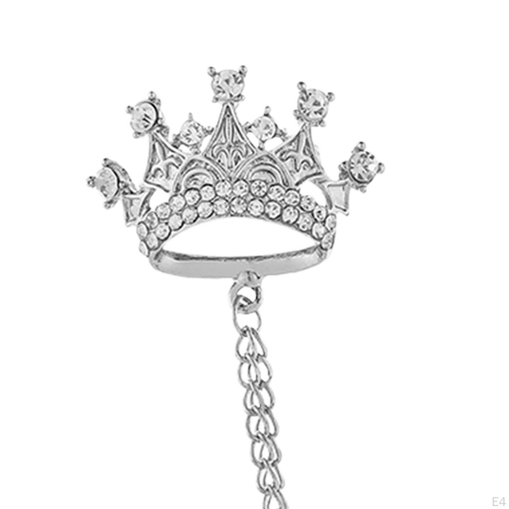 Chain Shiny Crown Pin Brooch Lapel Vintage Men's