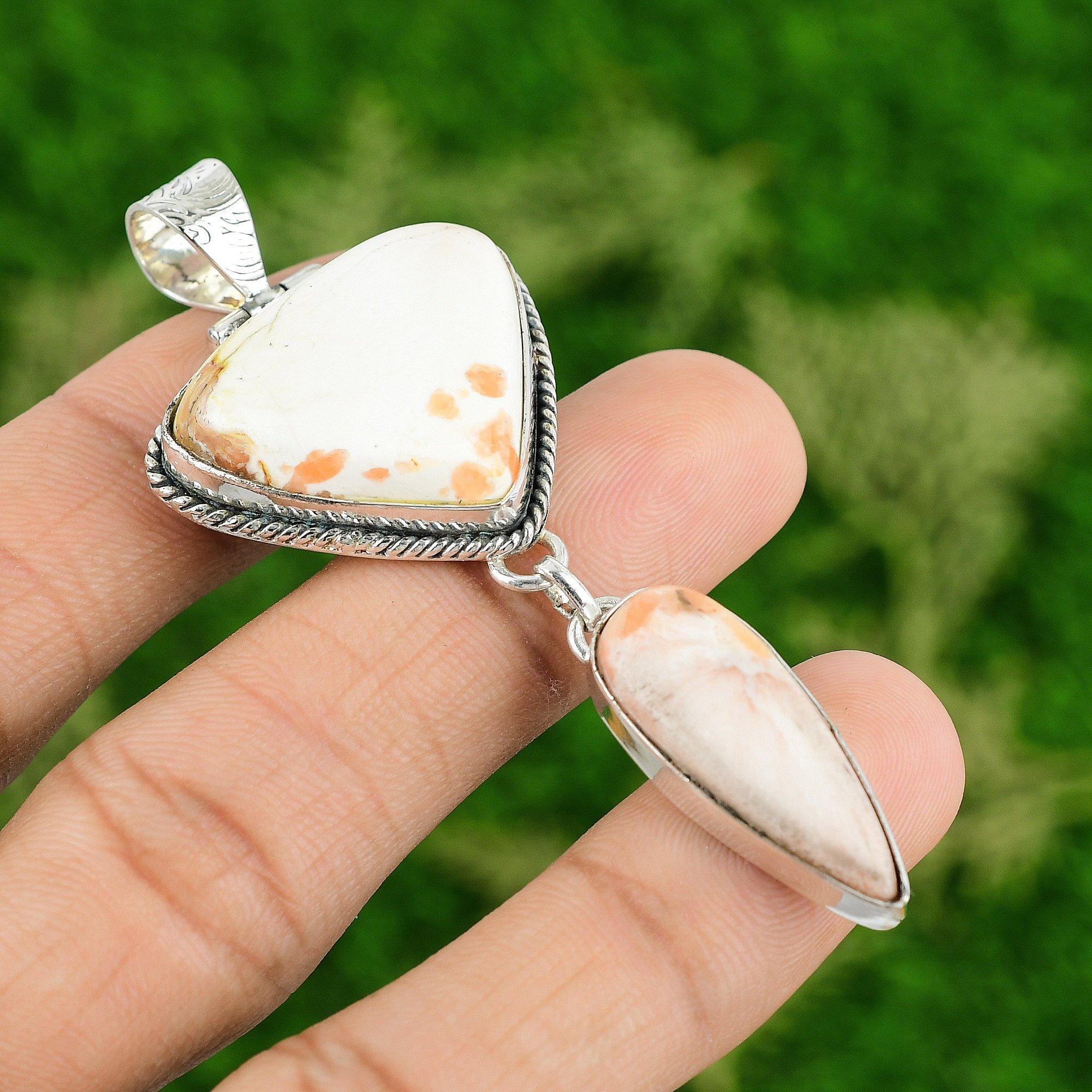 

Daughters Day Deal Sterling Silver Scolecite Stone Crown Chakra Wedding Pendant