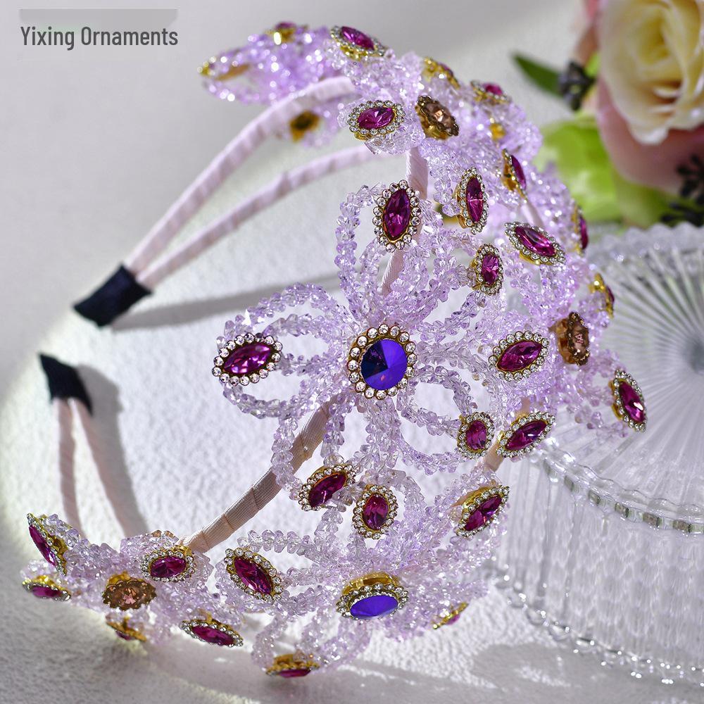 Elegant Yixing Forest Floral Crystal Headband Hair Clip for Brides A166