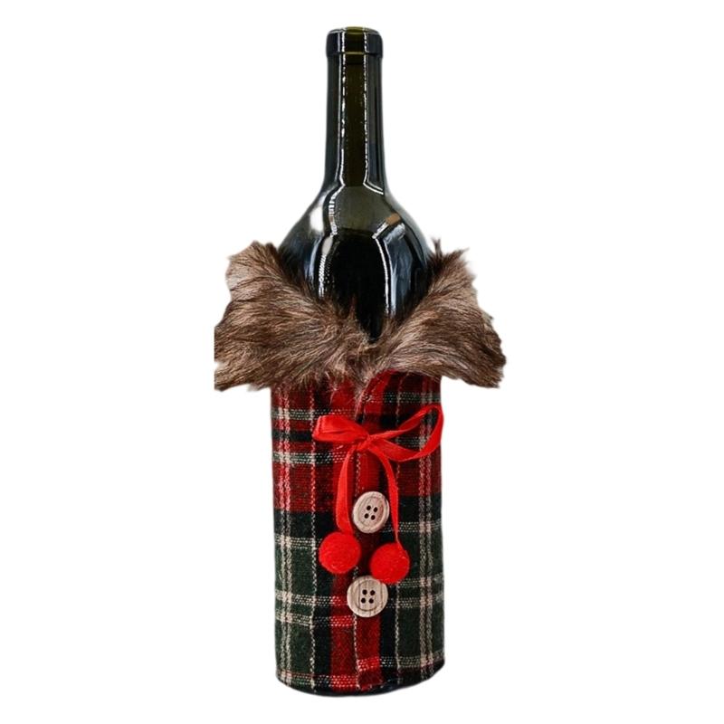 Red Wine Bottle Sleeve Christmas Dinner Table Decorative Bottle Cover For Family Gathering Festival Event Setting