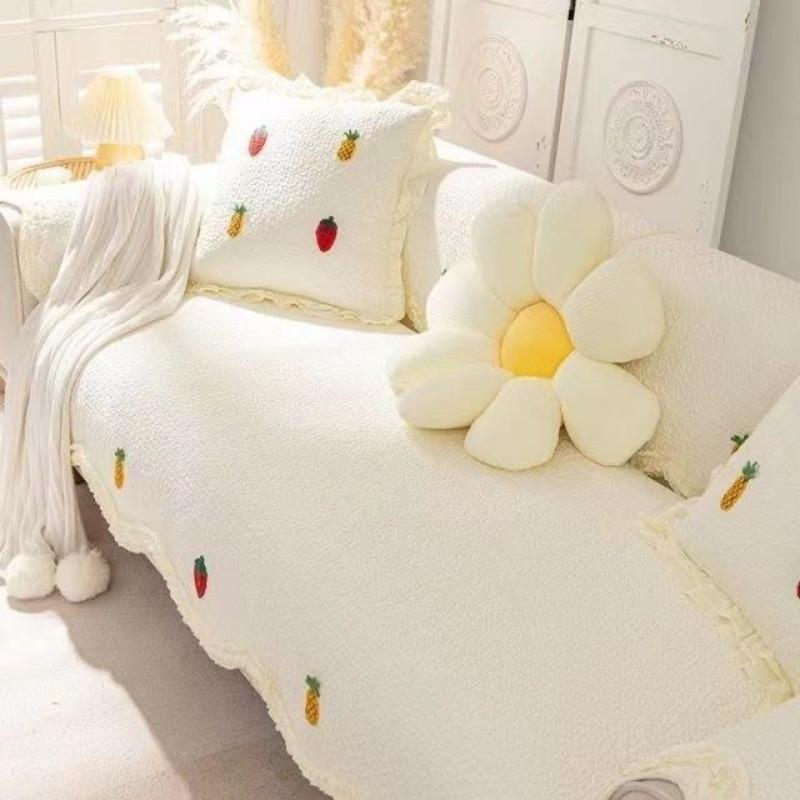 

Пасторальная диванная подушка в корейском стиле из чистого хлопка, розовая, универсальная, нескользящая, в скандинавском стиле, современная зимняя ткань для чехла на диван 70*70