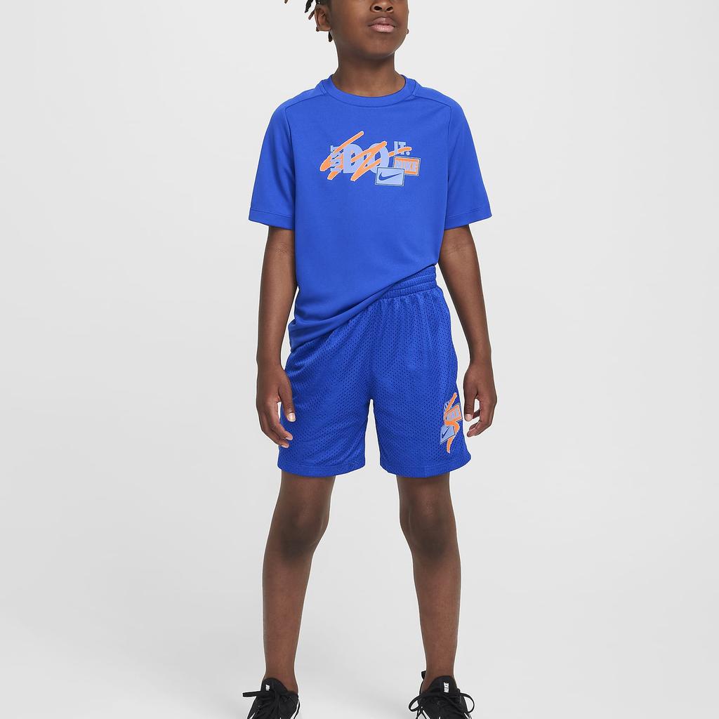 Nike Dri-Fit T-Shirt Multi Sweat-Wicking Soft Comfortable Short Sleeve Kids Tops Royal-Blue FZ5315-480