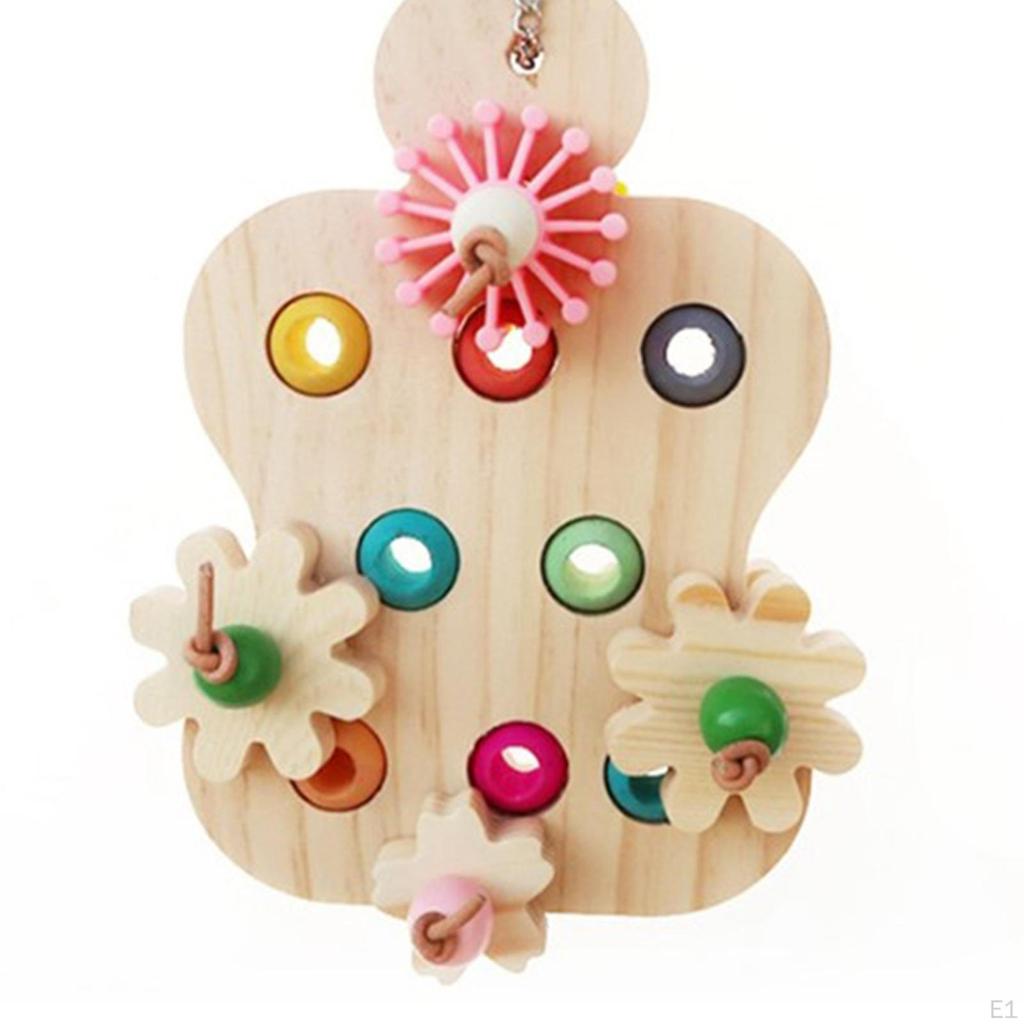 Parrot Chew Toy Educational Interactive Trainer Wooden Colorful for Birds