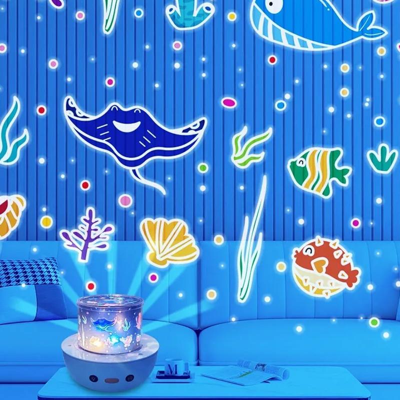 Starry Sky Projection Music Bluetooth Night Light Dreamy Gift Rotating Bedroom Bedhead Atmosphere Lighting